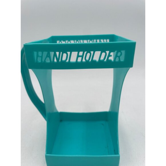 Vintage Turquoise Handi Holder Cup Handle Carrier Retro Plastic Drink Grip 1970 - Picture 2 of 7